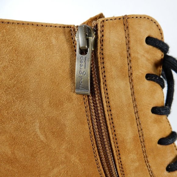 PAUL GREEN Gianna Lace Up Platform Moto Bootie BOOTS Size 9 Cognac NEW $499 - Picture 8 of 12